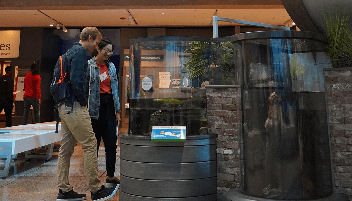 Department members looking at a museum exhibit.